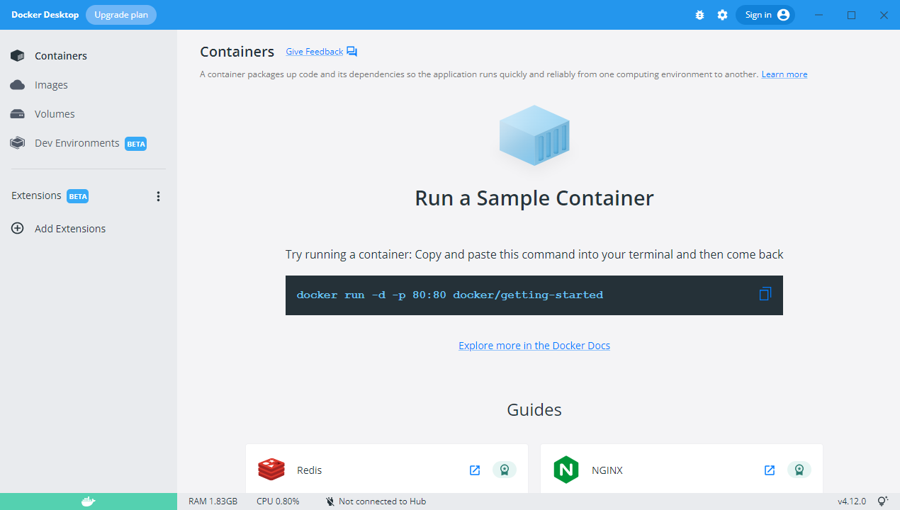 도커 프로그램 화면