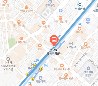 수유역.강북구청에서 인천공항 리무진 공항버스(6102번) 지도 위치
