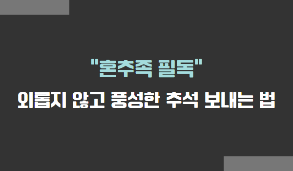 혼추족을 위한 추석 혼자 보내는 꿀팁