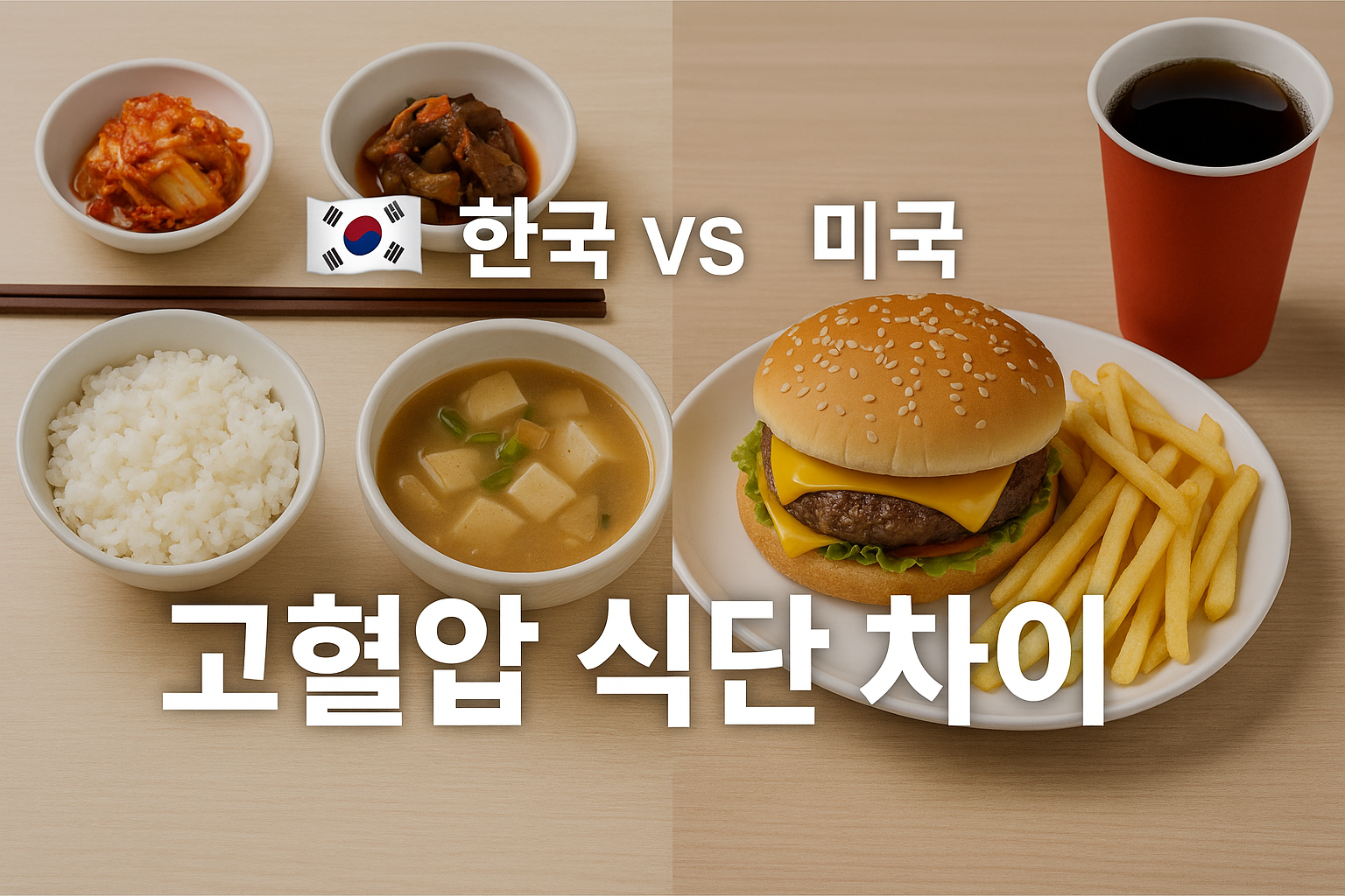 한국 vs 미국 고혈압 식단 관련 사진