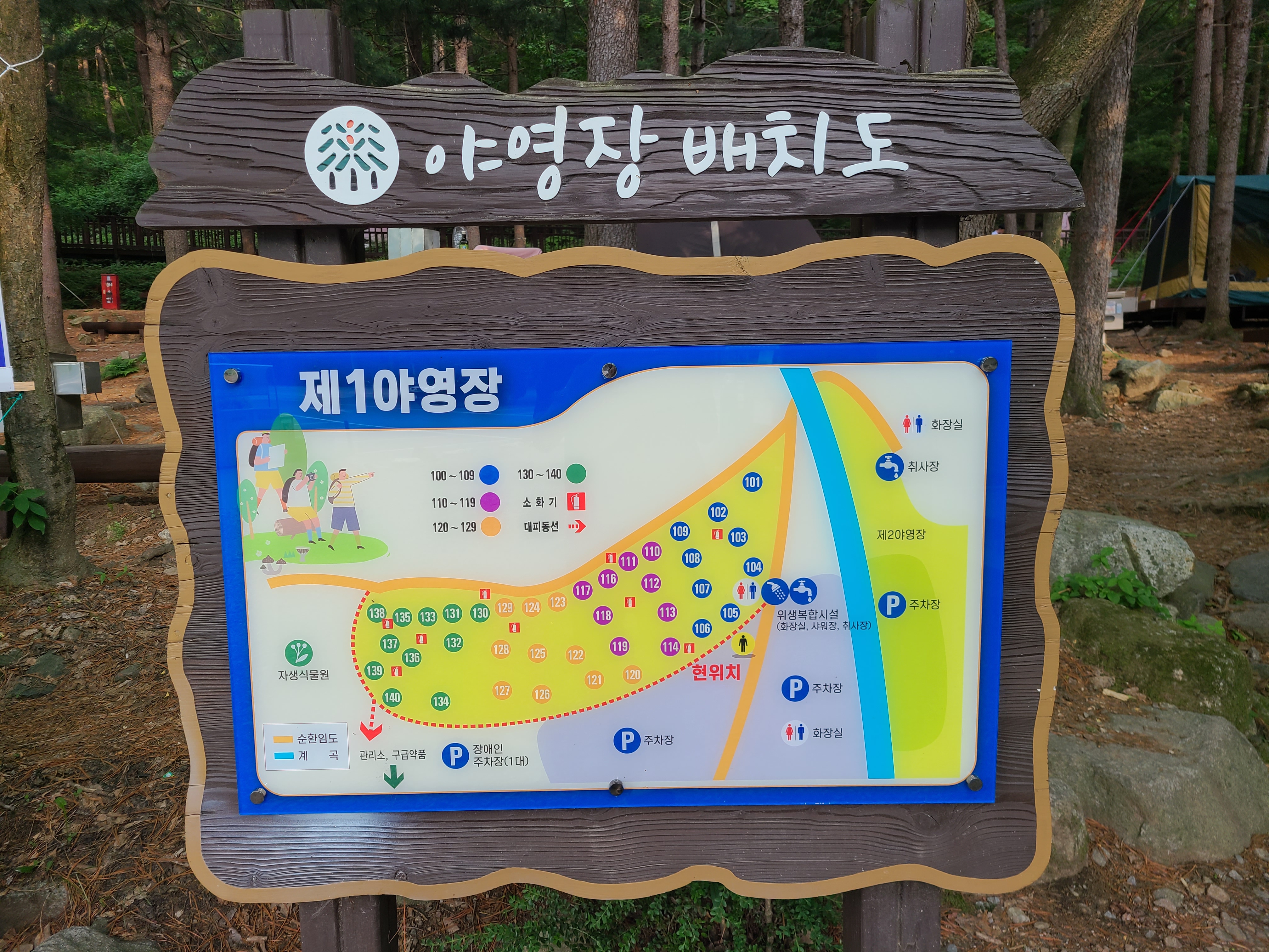 유명산자연휴양림 제1야영장 배치도
