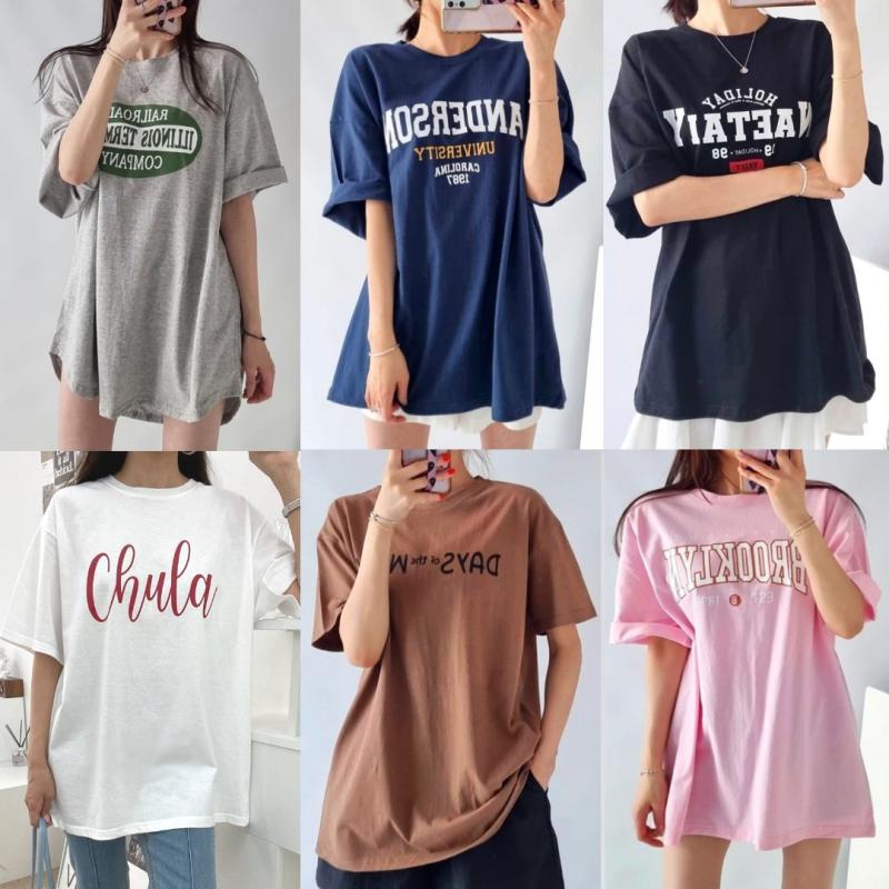 여성 빅사이즈 반팔티 오버핏 루즈핏 면 티셔츠 박스 박시 롱티 77 88 큰옷