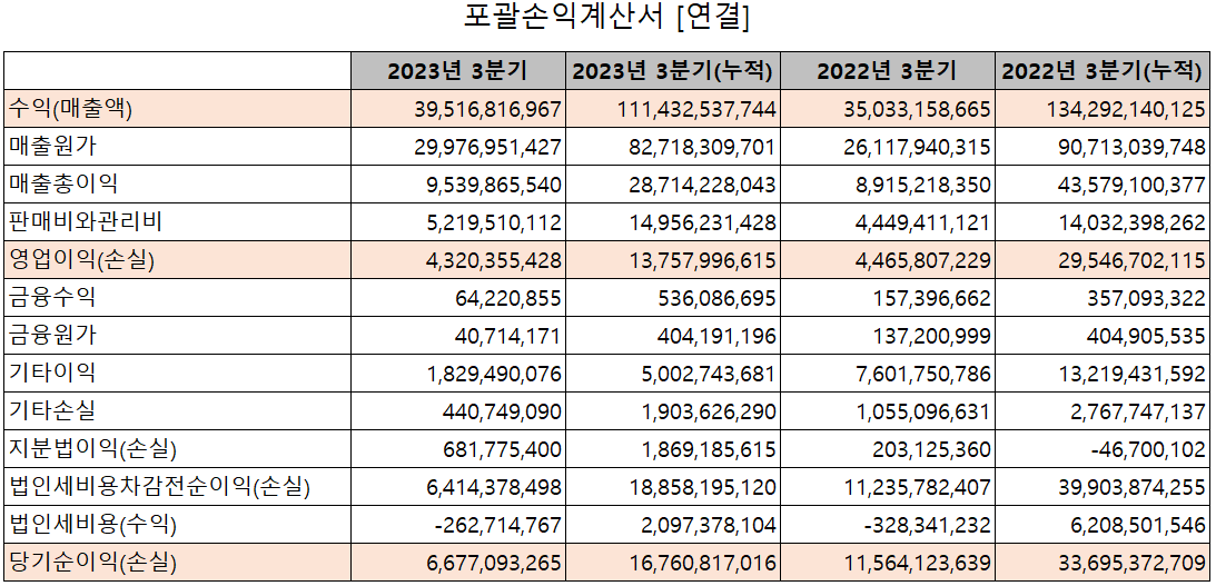 제주반도체 - 손익계산서