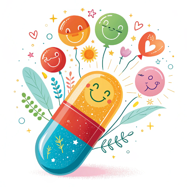 비타민이 즐거워 하는 표정을 하고 있는 이미지