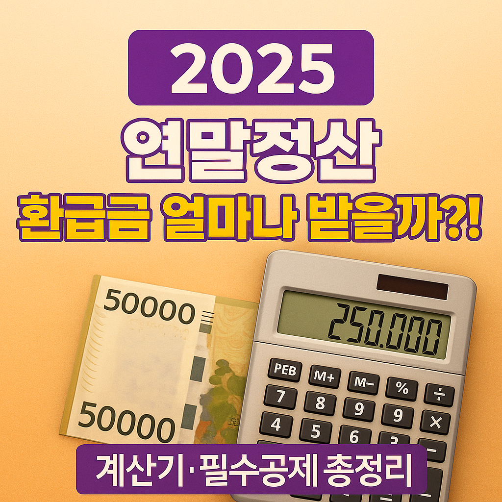 2025 연말정산 환급금 얼마나 받을까? 계산기·필수공제 총정리 인포그래픽