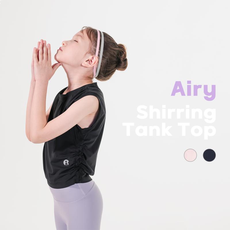 발라사나 키즈요가복 에어리 셔링 슬리브리스 아동 주니어 여아 요가복 상의