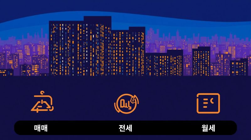 전세&middot;월세&middot;매매를 시각적으로 비교한 도시 이미지