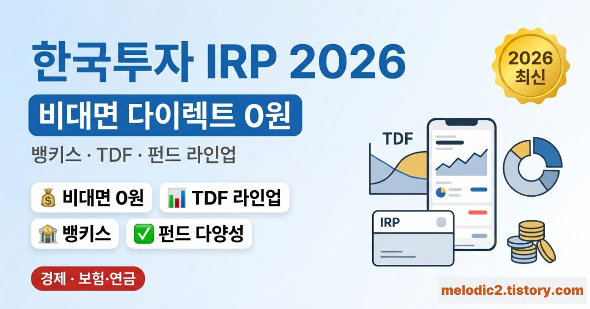 한국투자증권 IRP 2026 비대면 다이렉트 수수료 0원 뱅키스 TDF 완벽 가이드