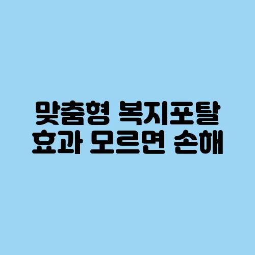 맞춤형 복지포탈 효과 모르면 손해