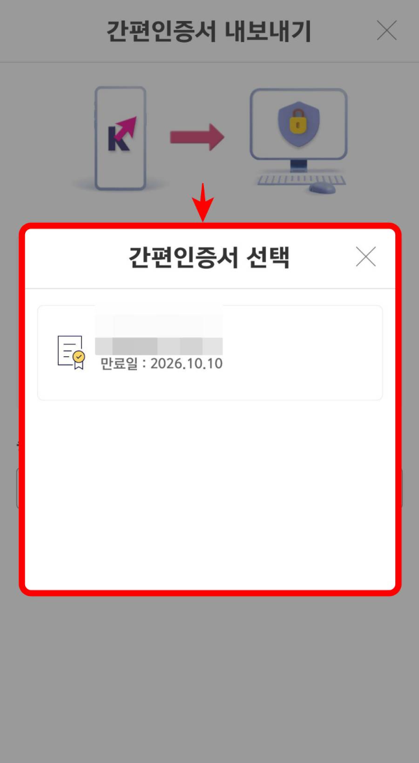 간편인증서 선택