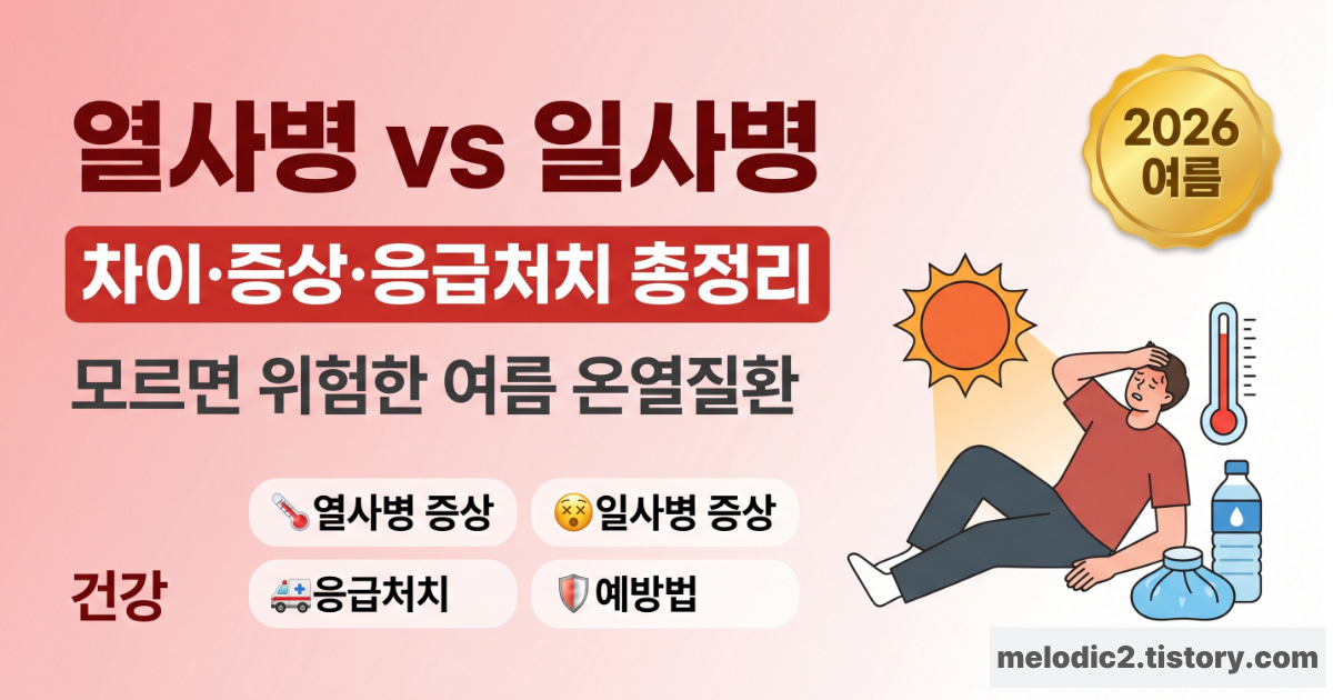 열사병 일사병 차이 증상 응급처치 예방법 여름 온열질환 안내