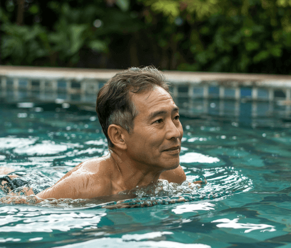 수영 운동중인 60대 남성