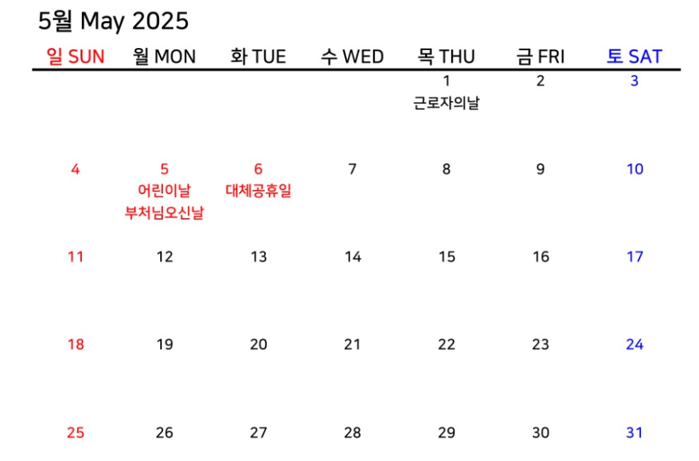 2025년 5월 황금연휴
