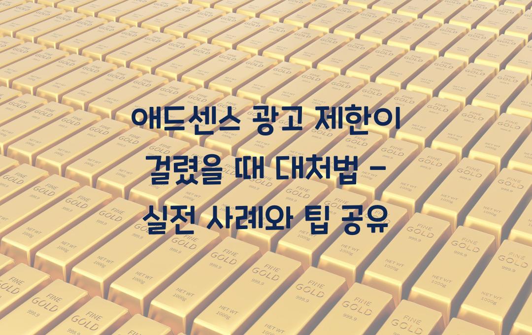 애드센스 광고 제한이 걸렸을 때 대처법