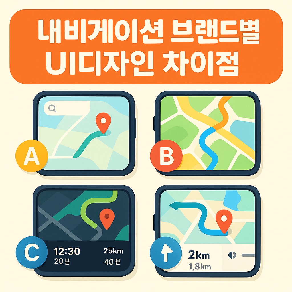 내비게이션 브랜드별 UI 디자인 차이점