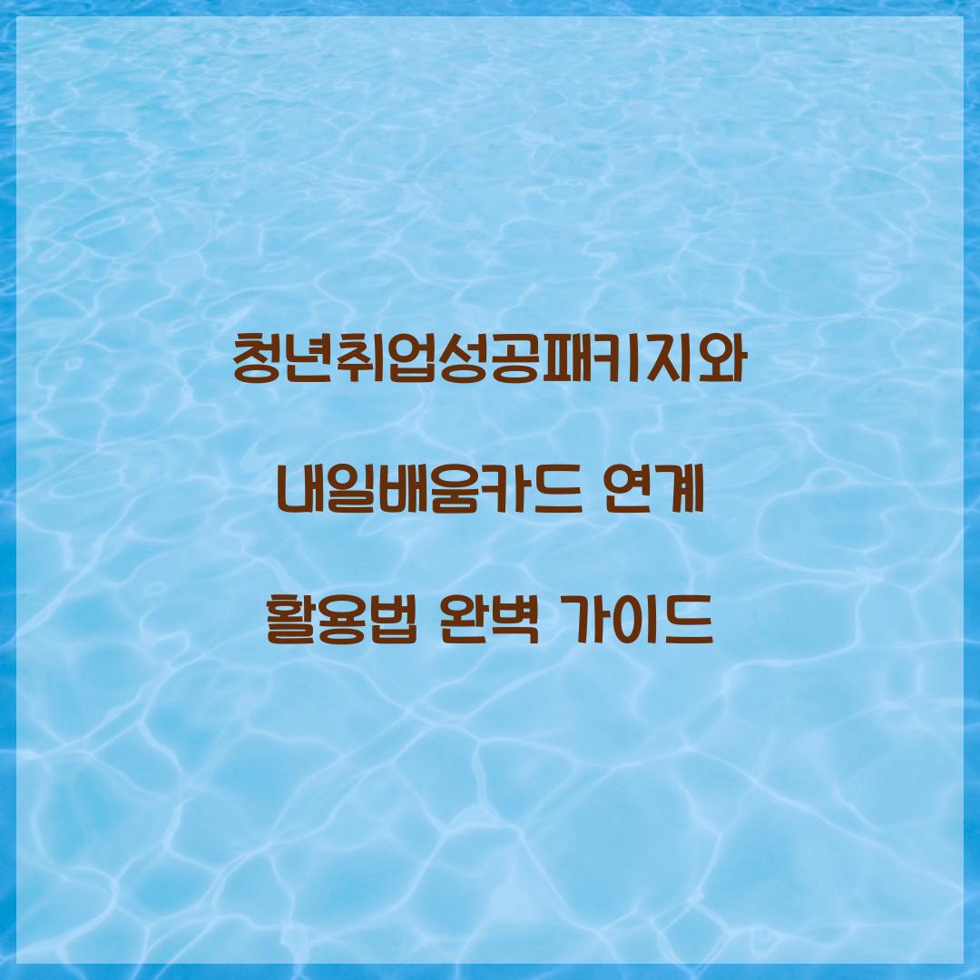 청년취업성공패키지와 내일배움카드 연계 활용법