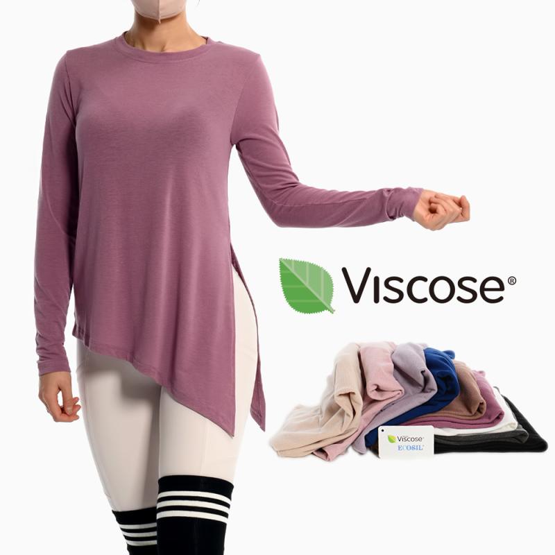 GREENICH 비스코스 에코실 사선묶음 요가 롱티셔츠 필라테스