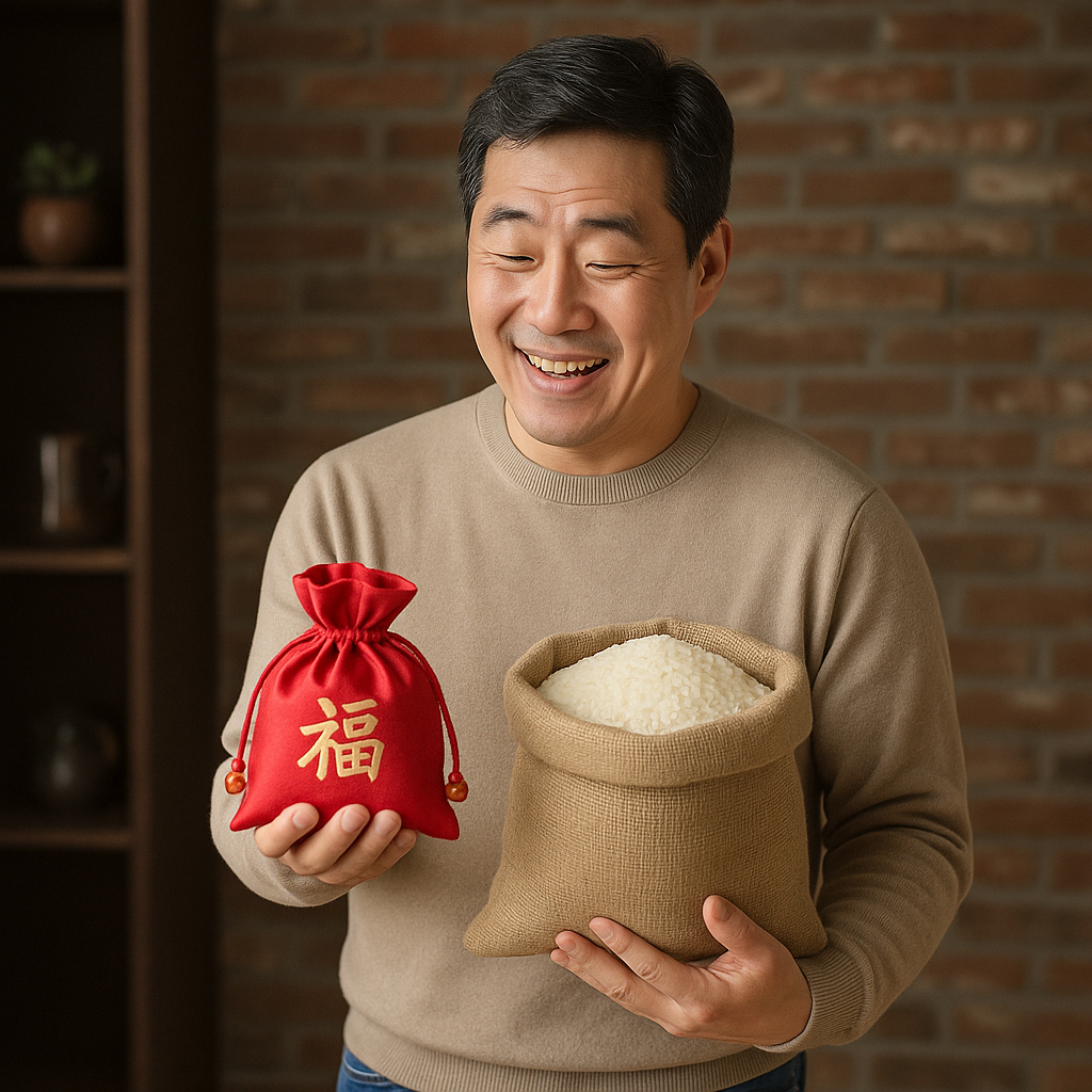 복주머니, 쌀을 받은 사람