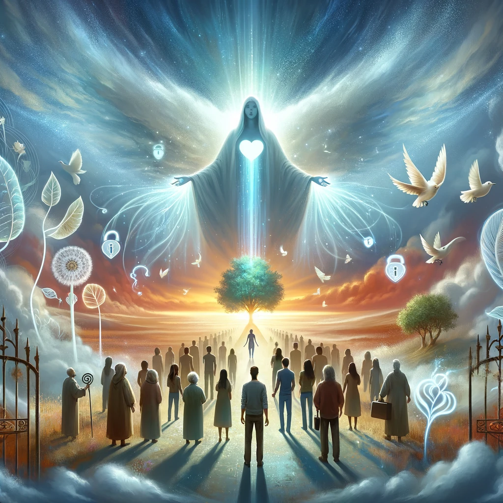 Here's the illustration based on your description. It conveys the message that life cannot be purchased and is a sovereign gift from the divine.