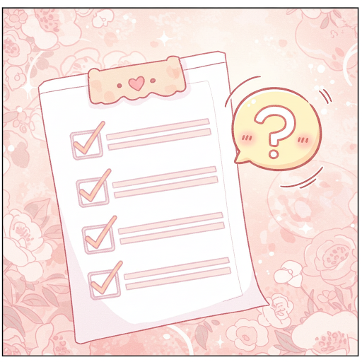 체크리스트와 물음표 아이콘