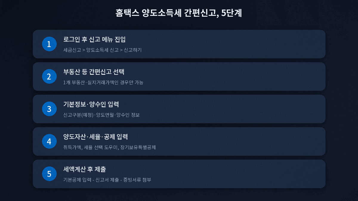홈택스 양도소득세 간편신고 절차 단계