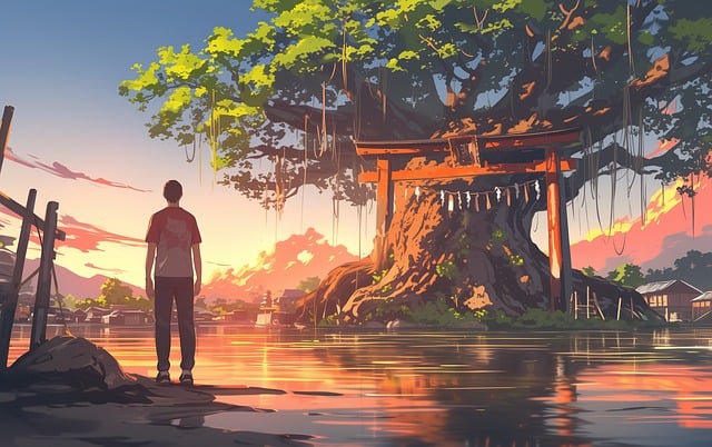 신사와 거대한 나무