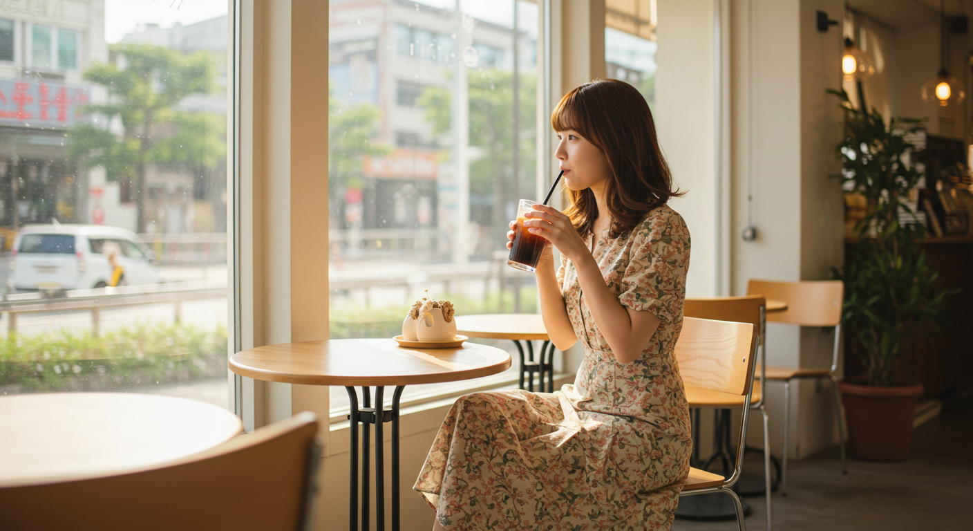 커피 마시는 여성