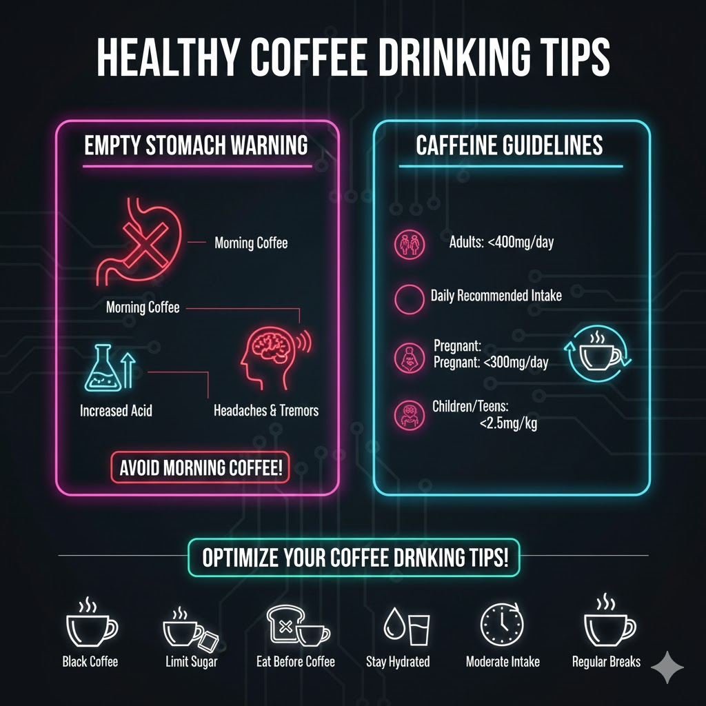 디카페인이나 산도 낮은 커피를 추천합니다.