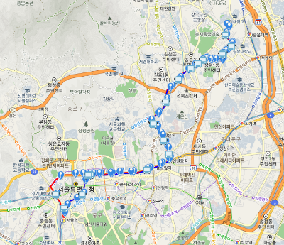 103번 버스 노선도