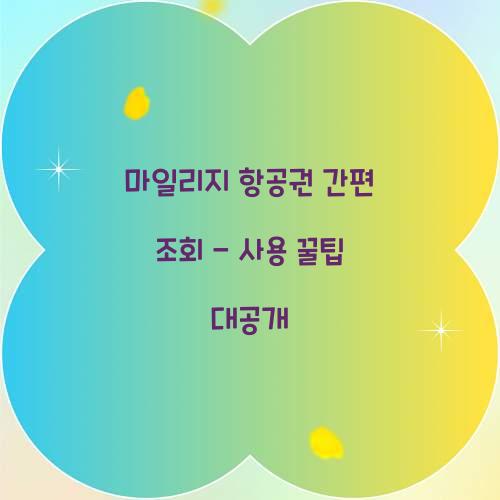 마일리지 항공권 간편 조회