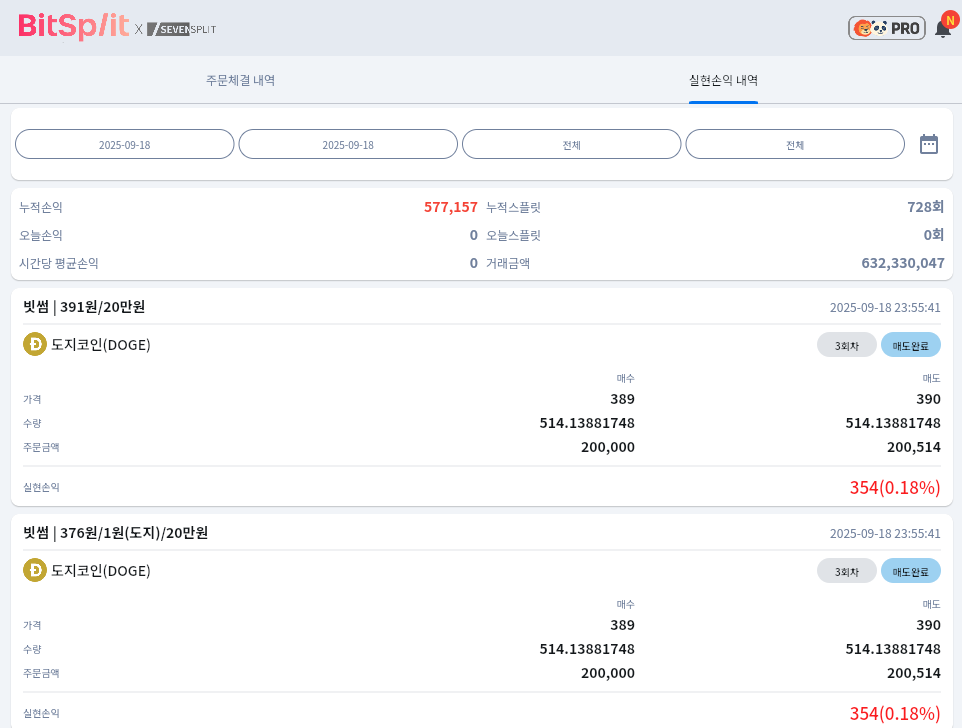 비트스플릿 수익 내역