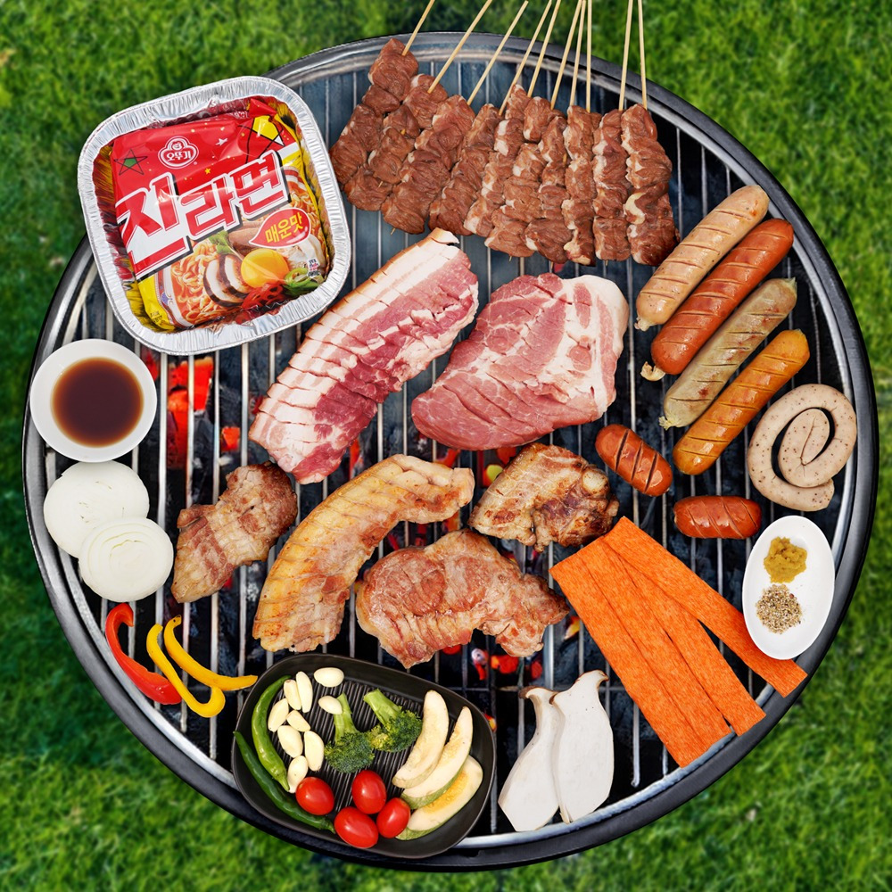 바비큐 세트 – 숯불에 구운 삼겹살 + 쌈장 콤보