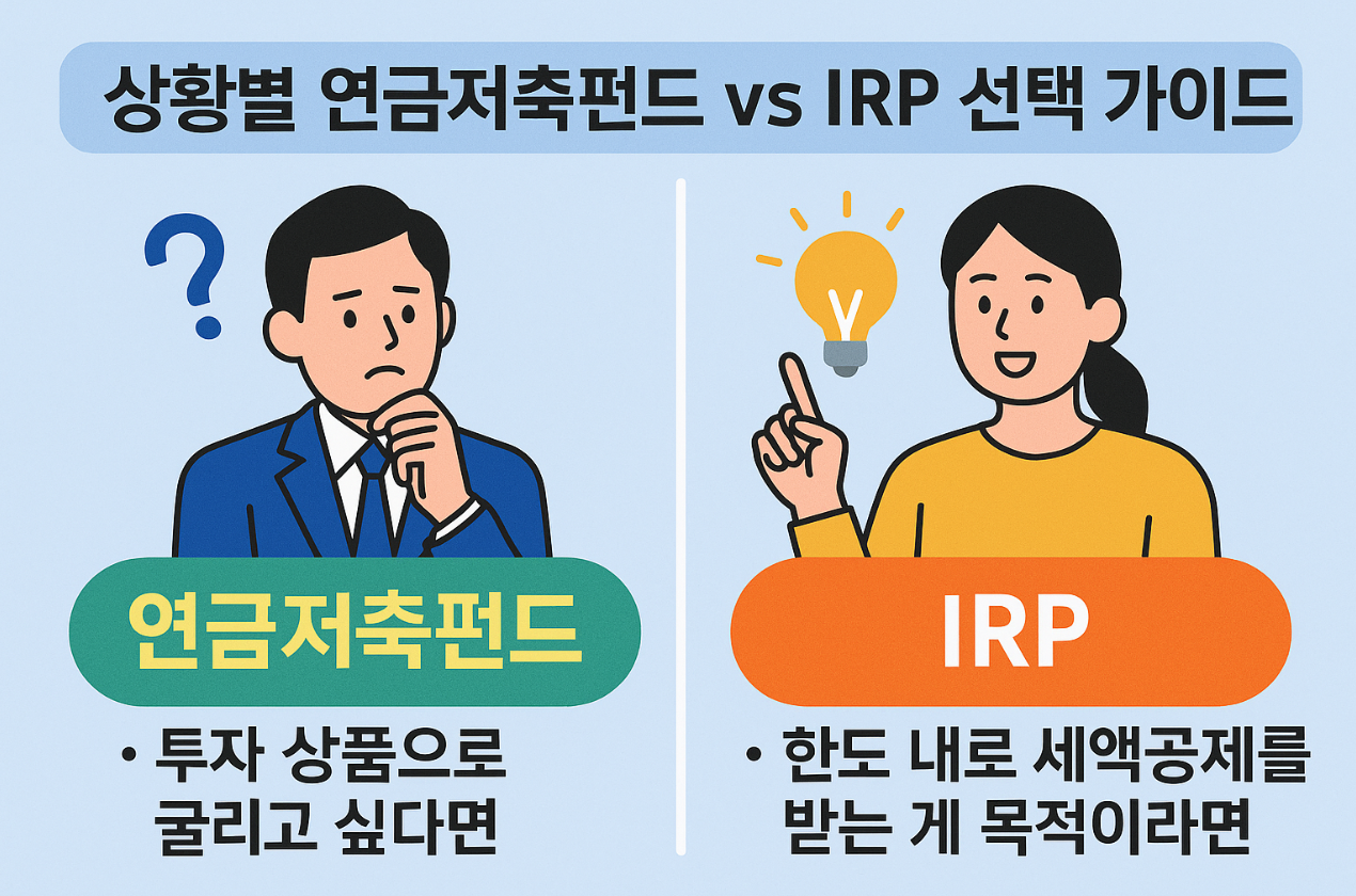 연금저축펀드와 IRP 상황별 선택 기준 정리 인포그래픽