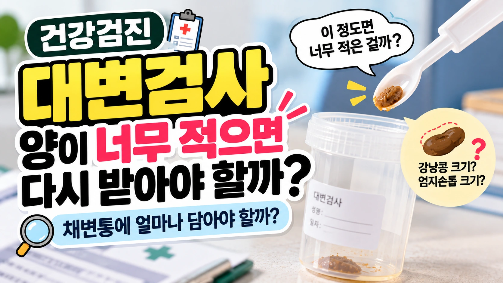 건강검진 대변검사 양이 너무 적으면 다시 받아야 할까? 채변통에 얼마나 담아야 할까?