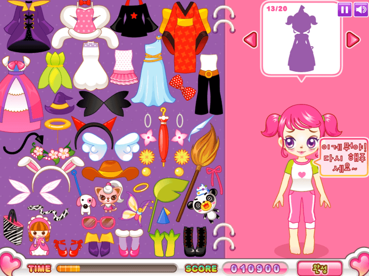 쥬디의-파티-파티-플래시게임-플레이2-쥬디가-원하는-파티복의-모양을-미완성하여-실패한-화면