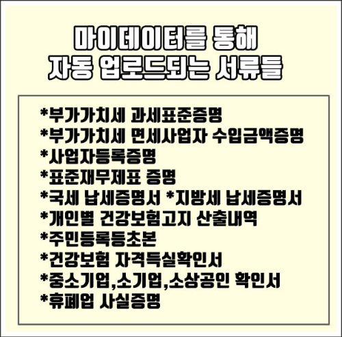 마이데이터로 자동 업로드 되는 서류들