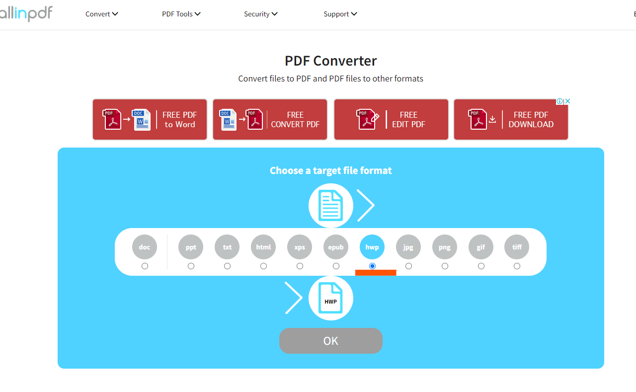 PDF파일을 한글 파일로 무료 변환