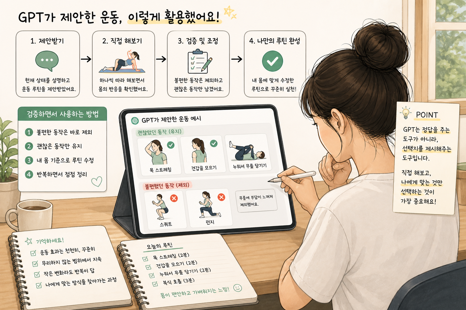 GPT 제안 운동 중 신체 반응에 따라 수정하는 과정