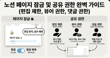 노션 페이지 잠금 설정과 공유 권한 완벽 가이드 이미지 - 편집 제한, 뷰어 권한, 댓글 권한