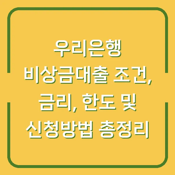 우리은행 비상금대출 조건, 금리, 한도 및 신청방법 총정리