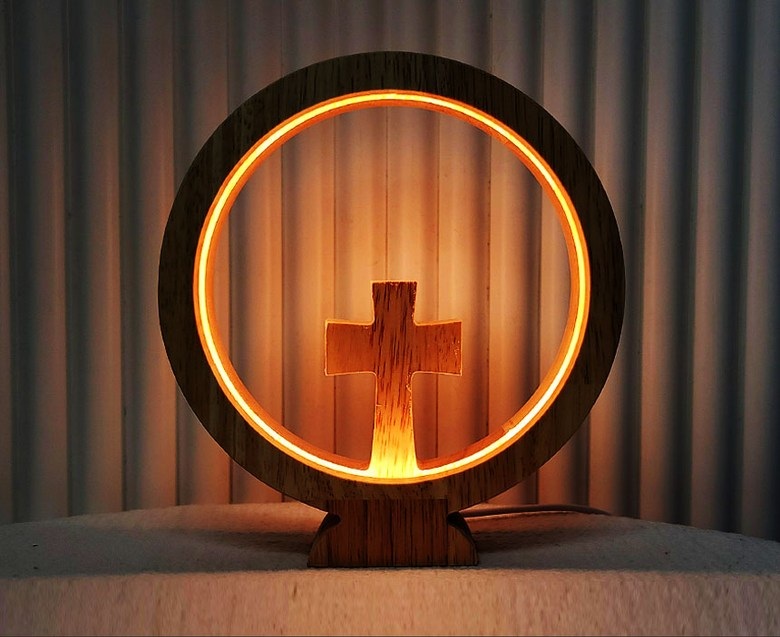 더라임코리아 LED 원목 십자가 무드등 기도등 기독교 새신자 교회 선물