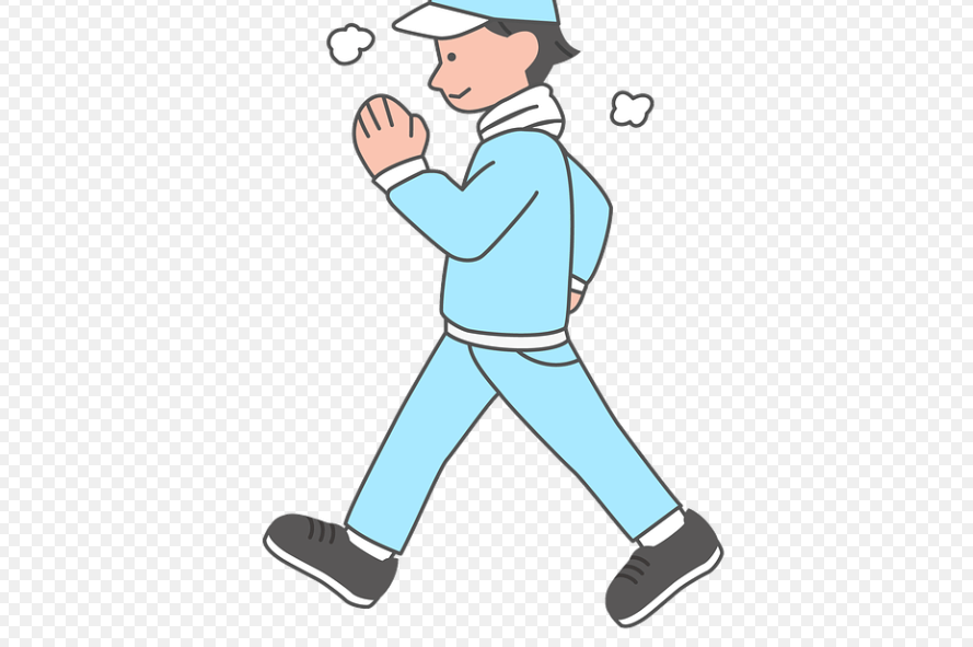 걷기 운동 효과를 보기 위해 걷고 있다.