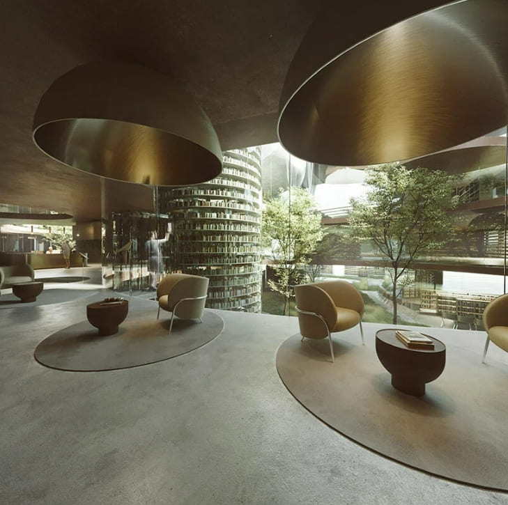 노아의 방주 컨셉의 이탈리아 밀라노의 '지식의 나무' 도서관 Noa* tops library concept in milan with organic roof ring + blossoming park