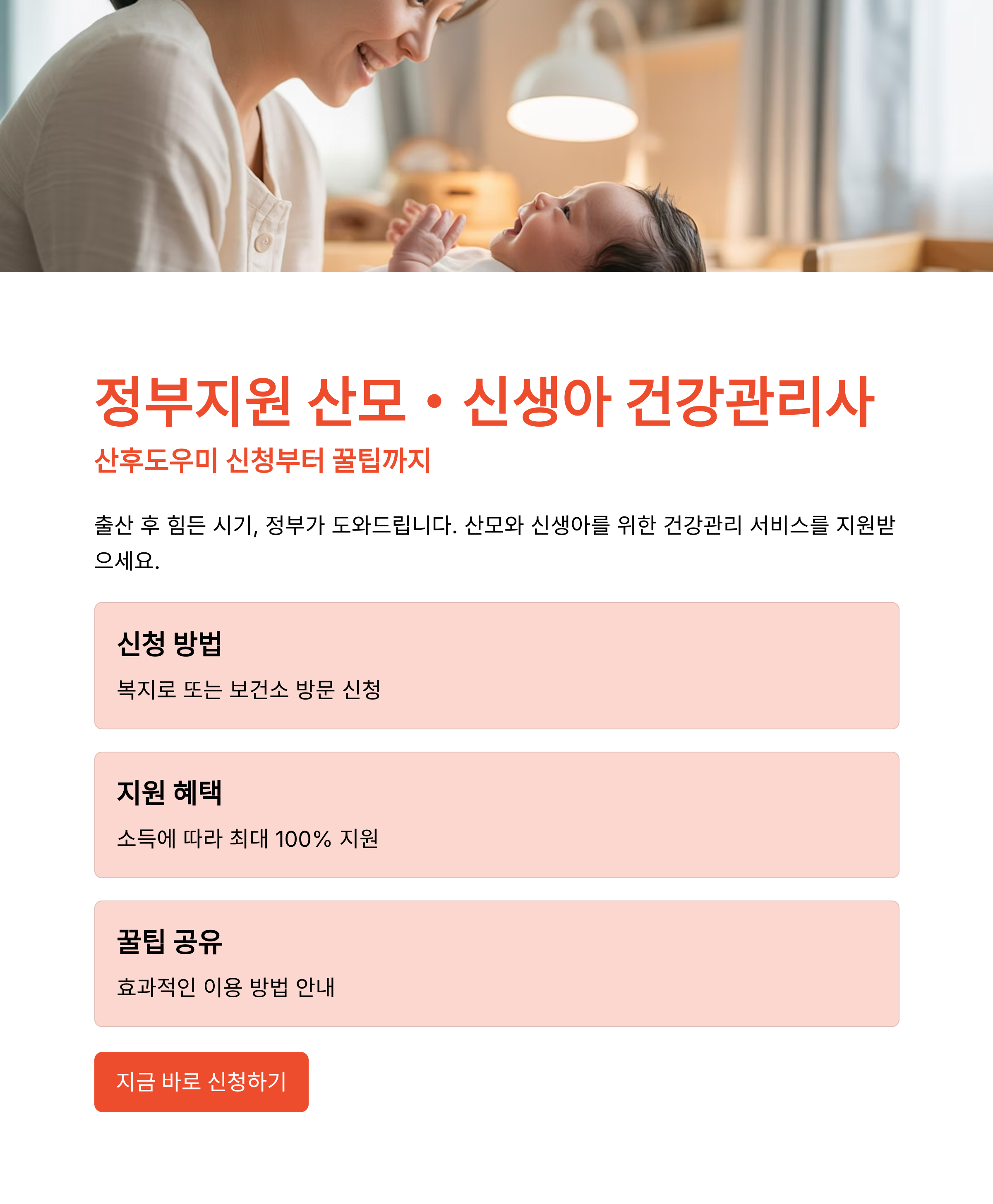 정부지원 산모.신생아 건강관리사 산후도우미 신청부터 꿀팁까지