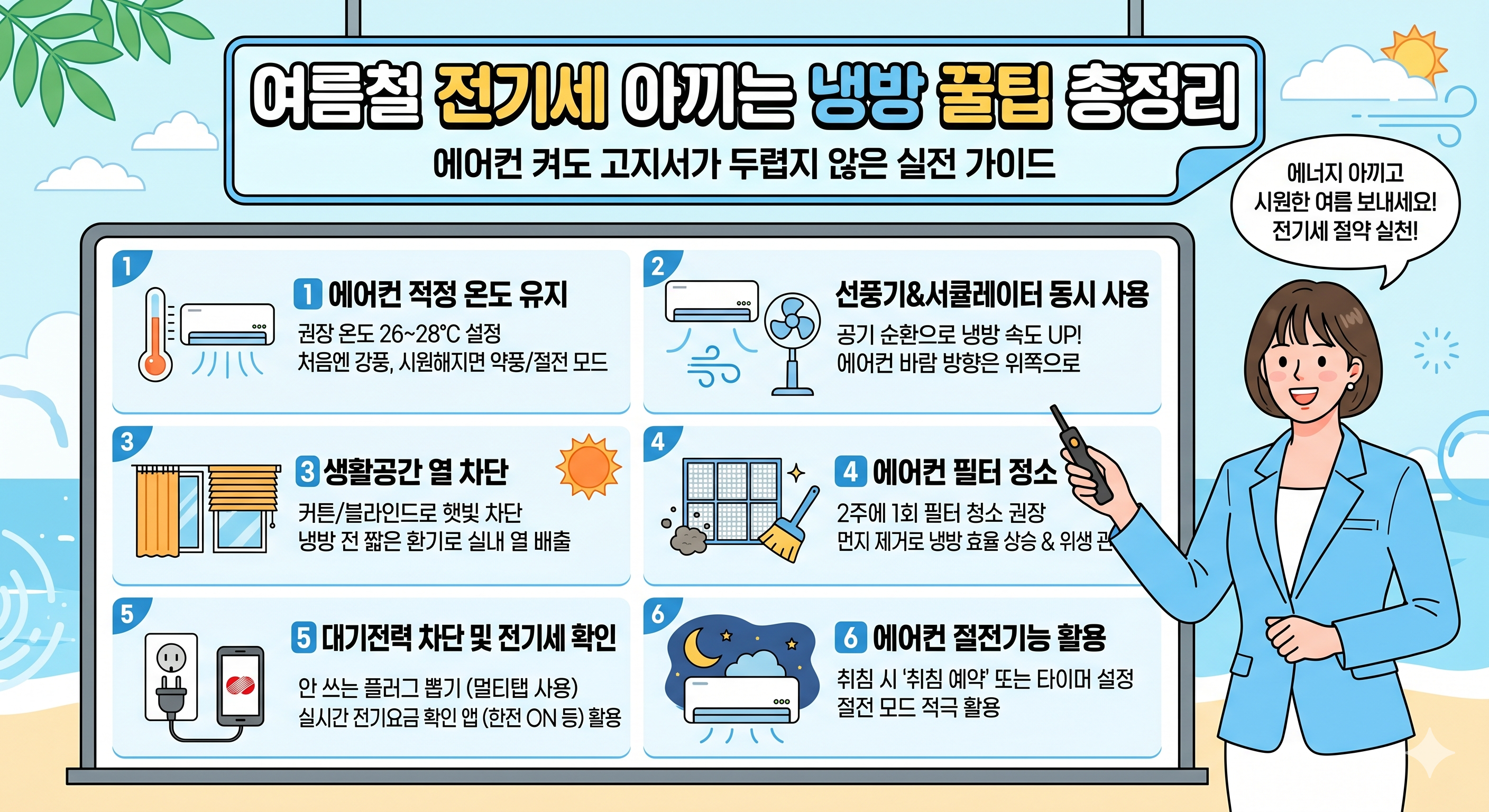 여름철 전기세 아끼는 냉방 꿀팁 총정리