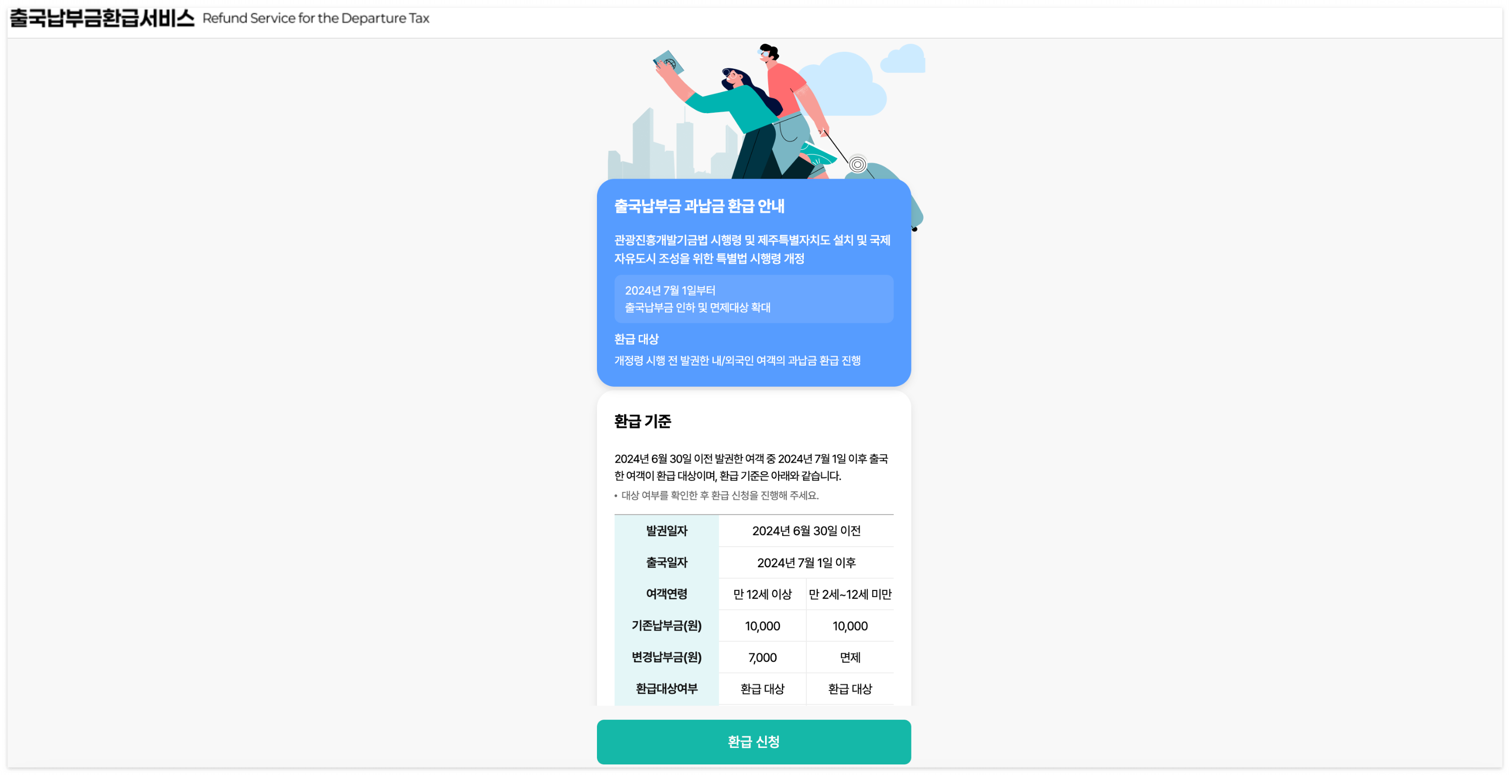 출국 납부금 환급 홈페이지