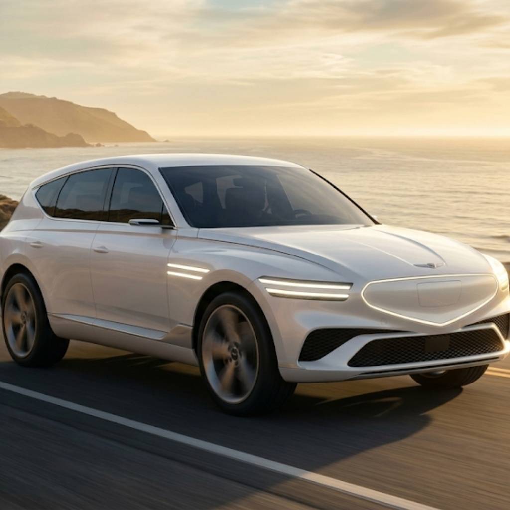 미래지향적인 디자인의 제네시스 GV90 대형 전기 SUV 외관 예상도