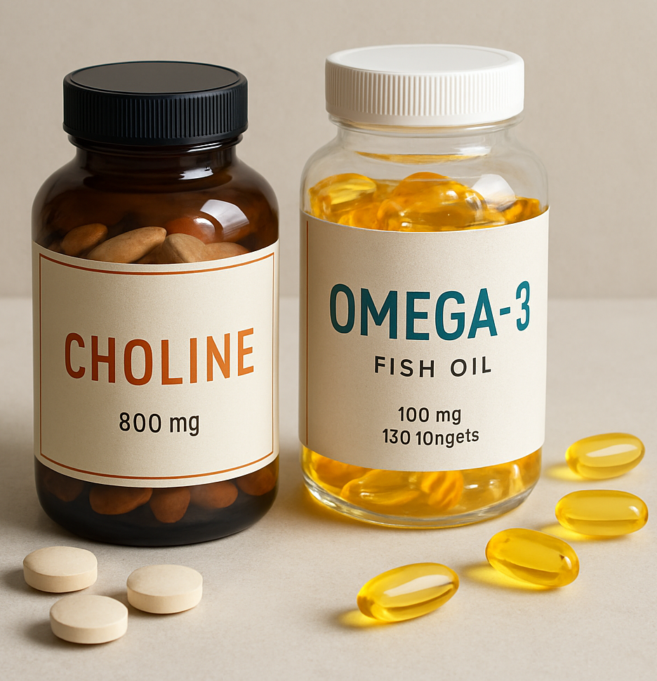두뇌 영양소 비교: 콜린과 오메가3 관련 이미지