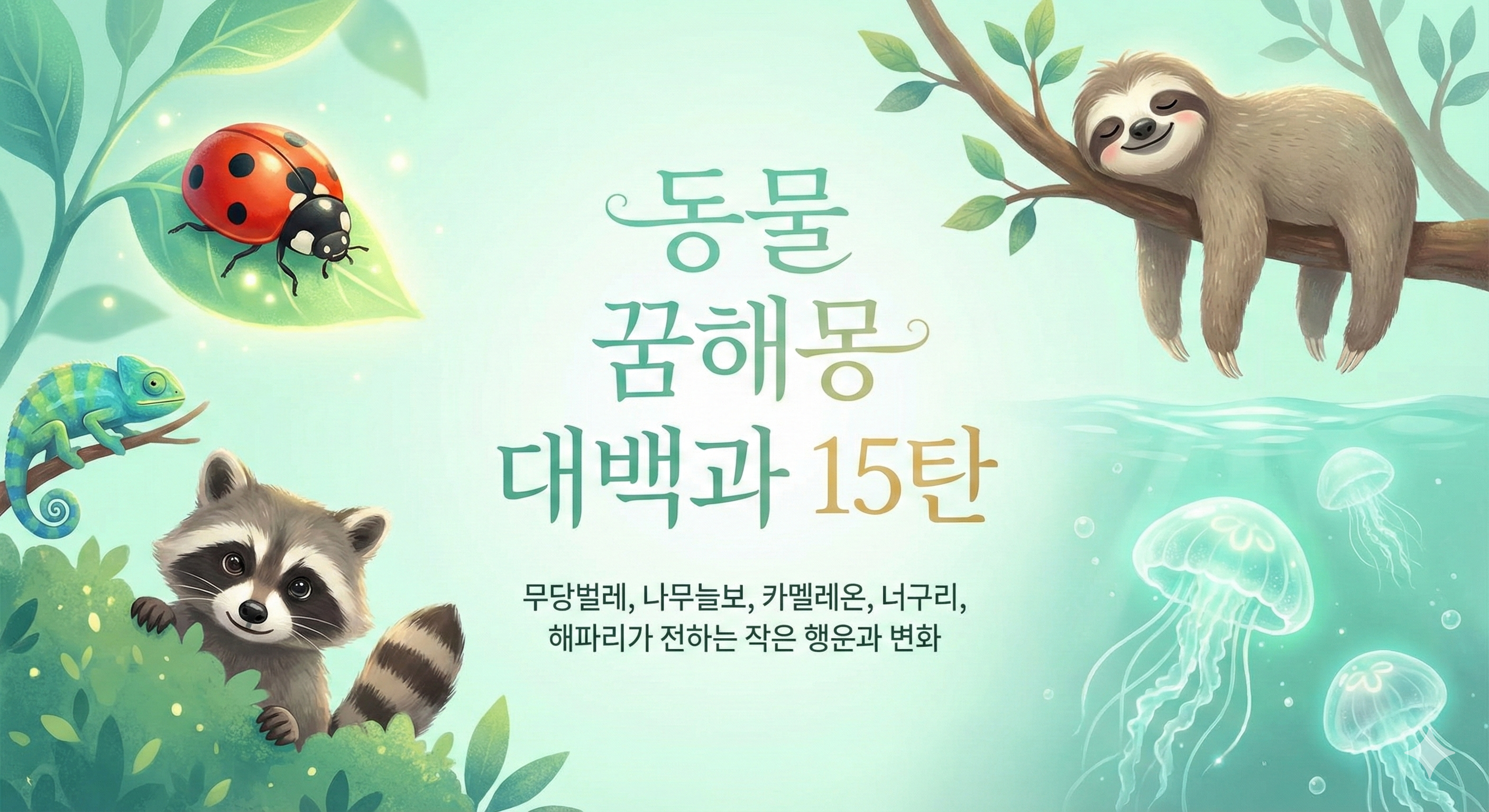 동물 꿈해몽 대백과 15탄_무당벌레, 나무늘보, 카멜레온, 너구리, 해파리