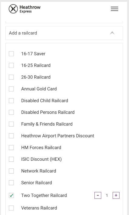 히드로 익스프레스 레일카드